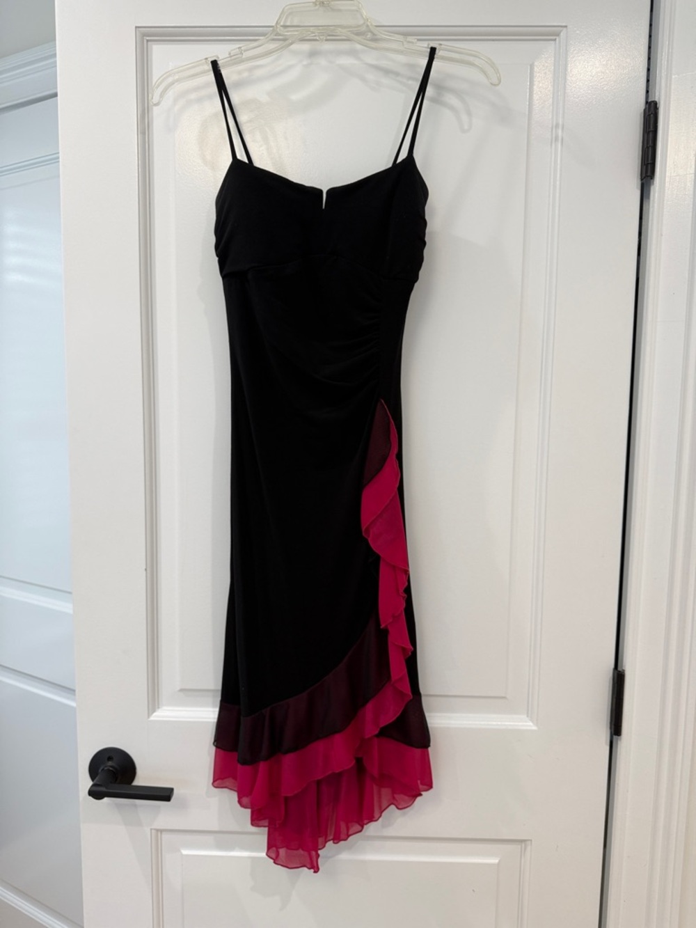 Ruby Rox Black Dress with Hot Pink Ruffle Hem